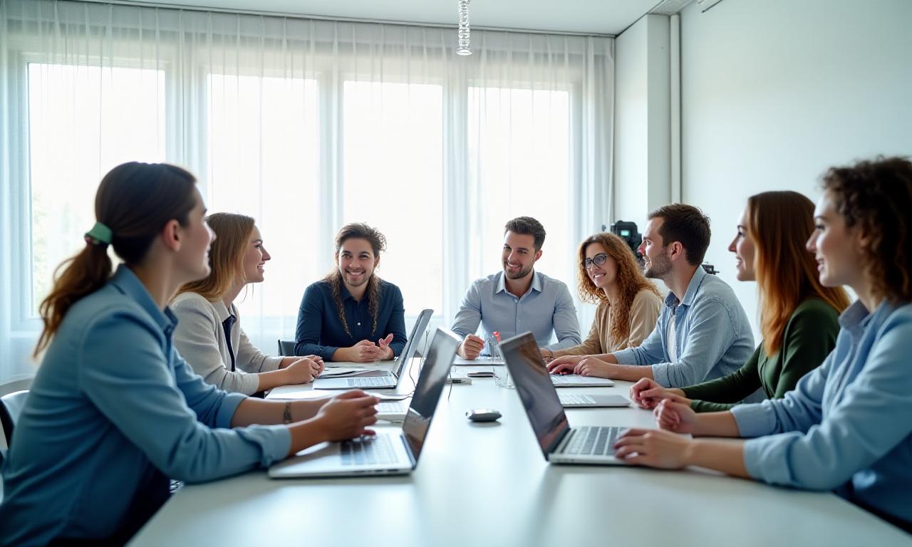 Professionisti che collaborano in un ambiente di apprendimento moderno